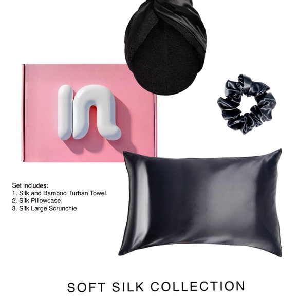 Silk and Bamboo Turban Towel Set - Black